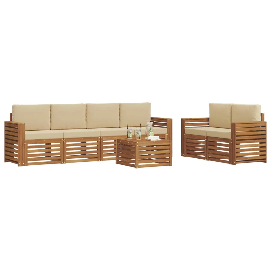 Ensemble de canapés d'extérieur 7 pcs Naturel et Beige - 3
