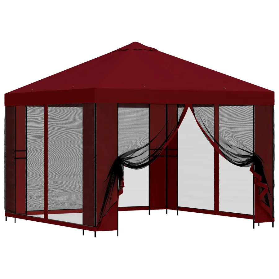 Abri de jardin avec parois 3 x 3 m Bordeaux Polyester et Acier - 2