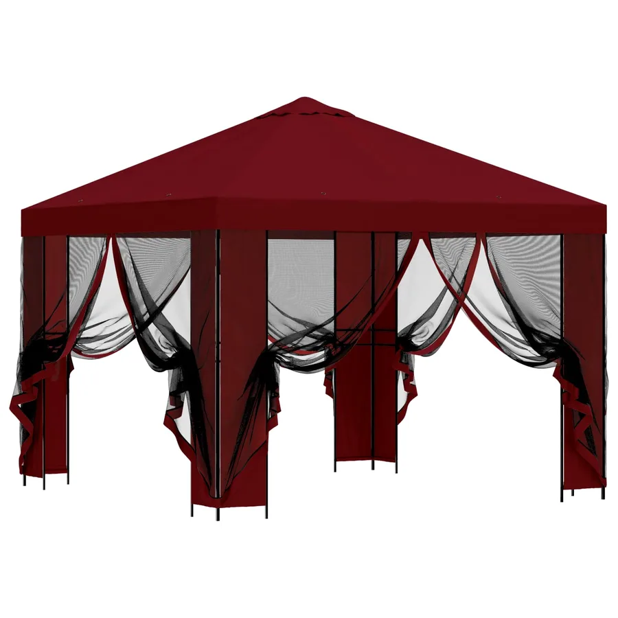 Abri de jardin avec parois 3 x 3 m Bordeaux Polyester et Acier - 4