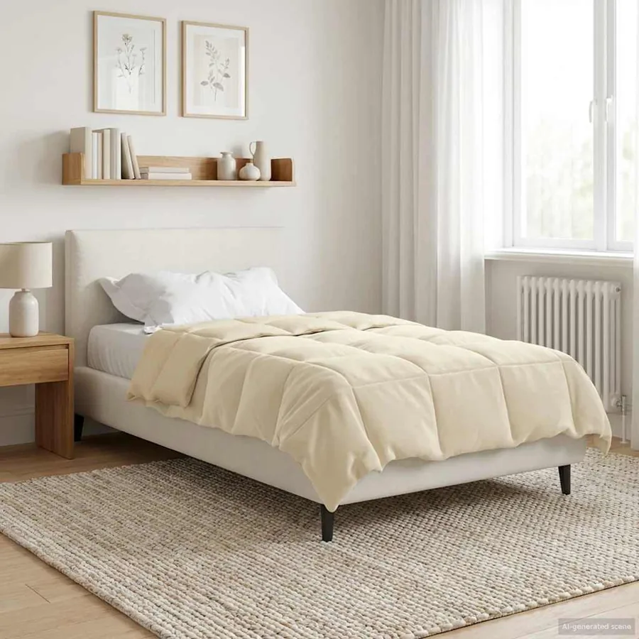 Duvet d'été simple Matelassé Crème 155 x 200 cm Microfibre