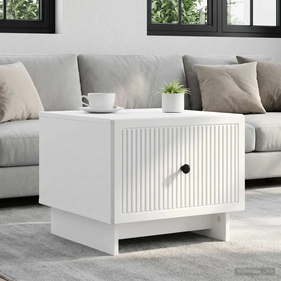 Table basse avec tiroir Blanc 49 x 50 x 40 cm Bois d'ingénierie