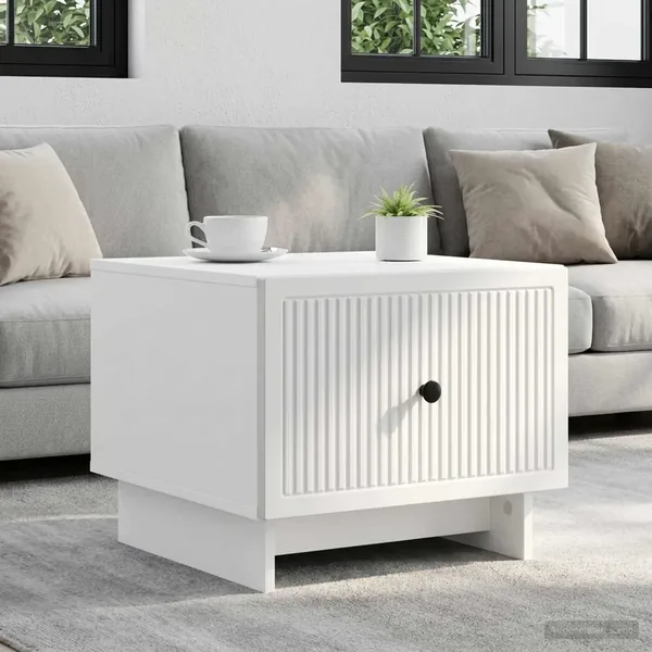 Table basse avec tiroir Blanc 49 x 50 x 40 cm Bois d'ingénierie