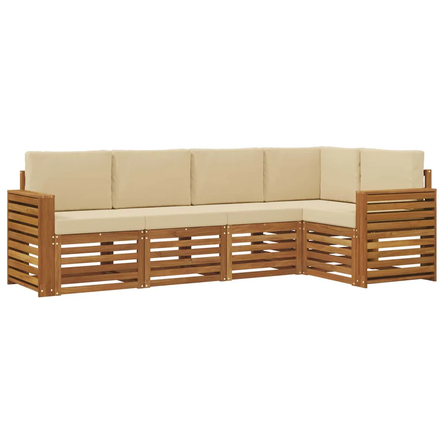 Ensemble de canapé d'angle avec coussin 5 pcs Naturel et Beige - 2