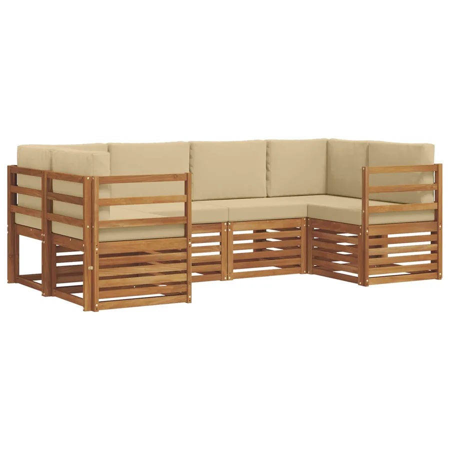 Ensemble de canapé d'angle avec coussin 6 pcs Naturel - 2