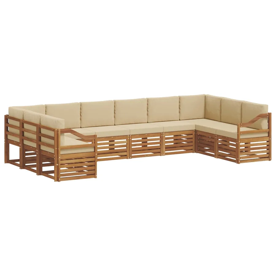 Ensemble de canapé d'angle avec coussin 10 pcs Naturel et Beige - 2