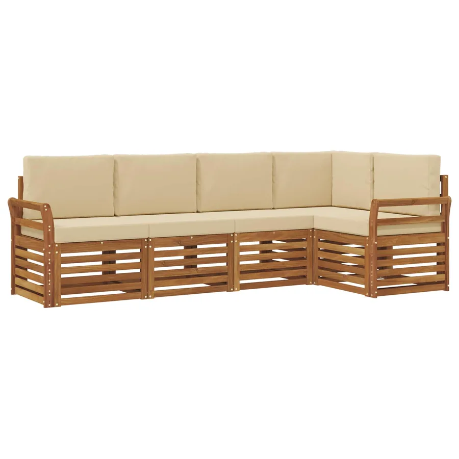 Ensemble de canapé d'angle avec coussin 5 pcs Naturel et Beige - 2