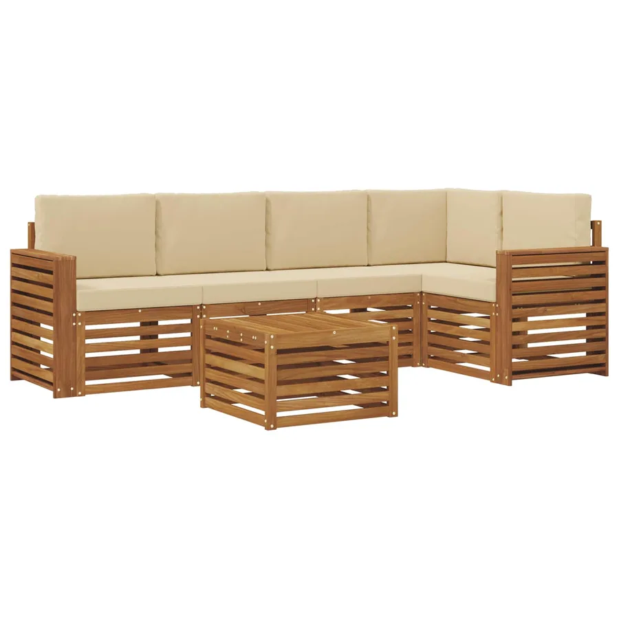 Ensemble de canapé d'angle avec coussin 6 pcs Naturel et Beige - 2