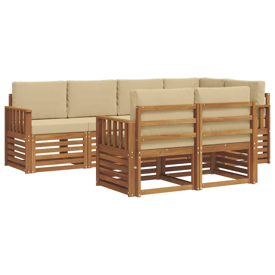 Ensemble de canapé d'angle avec coussin 7 pcs Naturel et Beige - 2