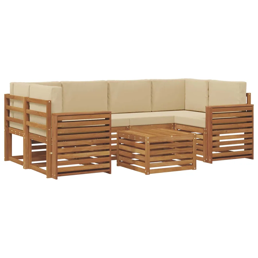 Ensemble de canapés d'extérieur 7 pcs Naturel et Beige - 2