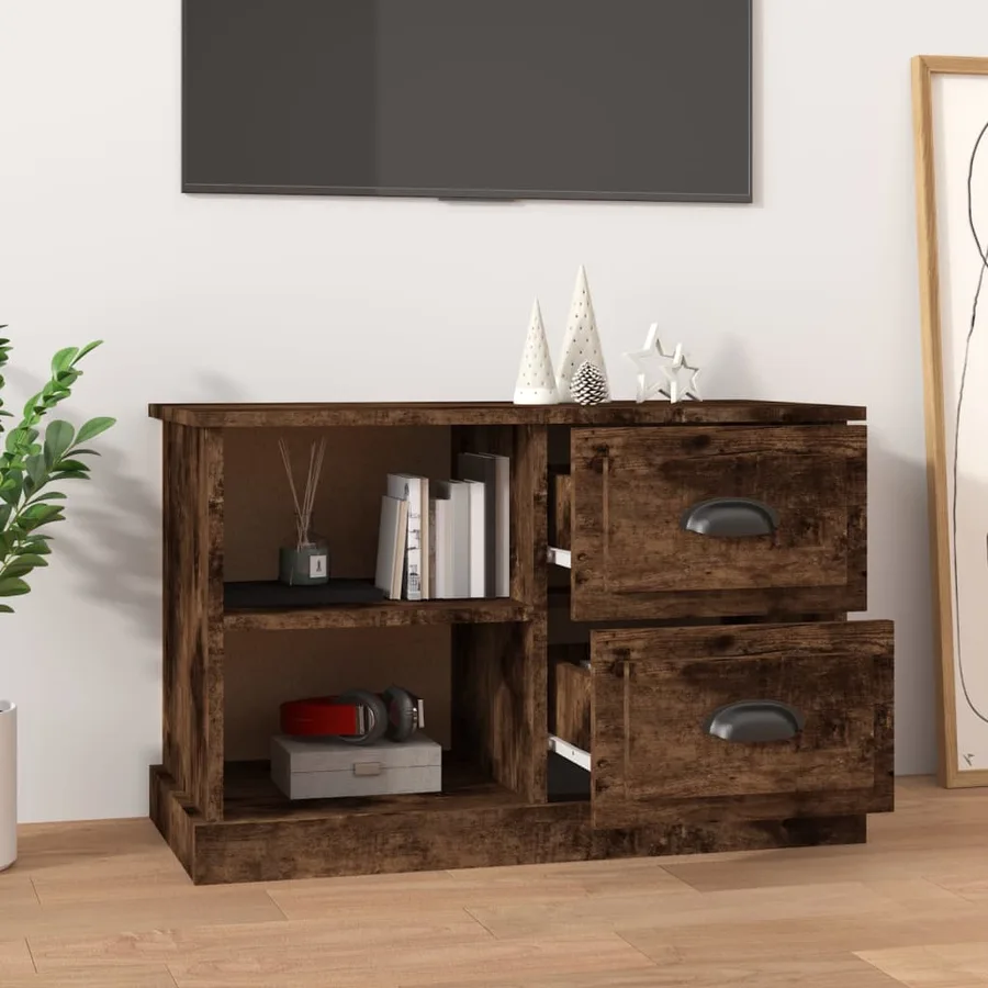 Meuble TV chêne fumé 73x35,5x47,5 cm bois d'ingénierie - 3