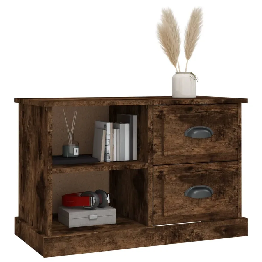 Meuble TV chêne fumé 73x35,5x47,5 cm bois d'ingénierie - 4
