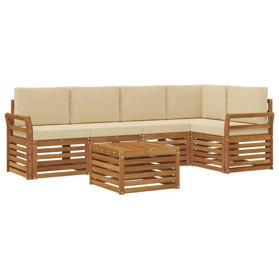 Ensemble de canapé d'angle avec coussin 6 pcs Naturel et Beige - 2