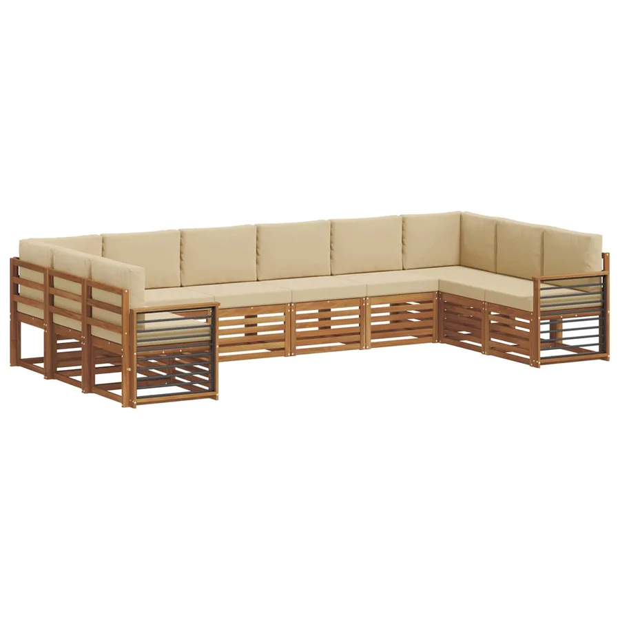 Ensemble de canapé d'angle avec coussin 10 pcs Naturel et Beige - 2