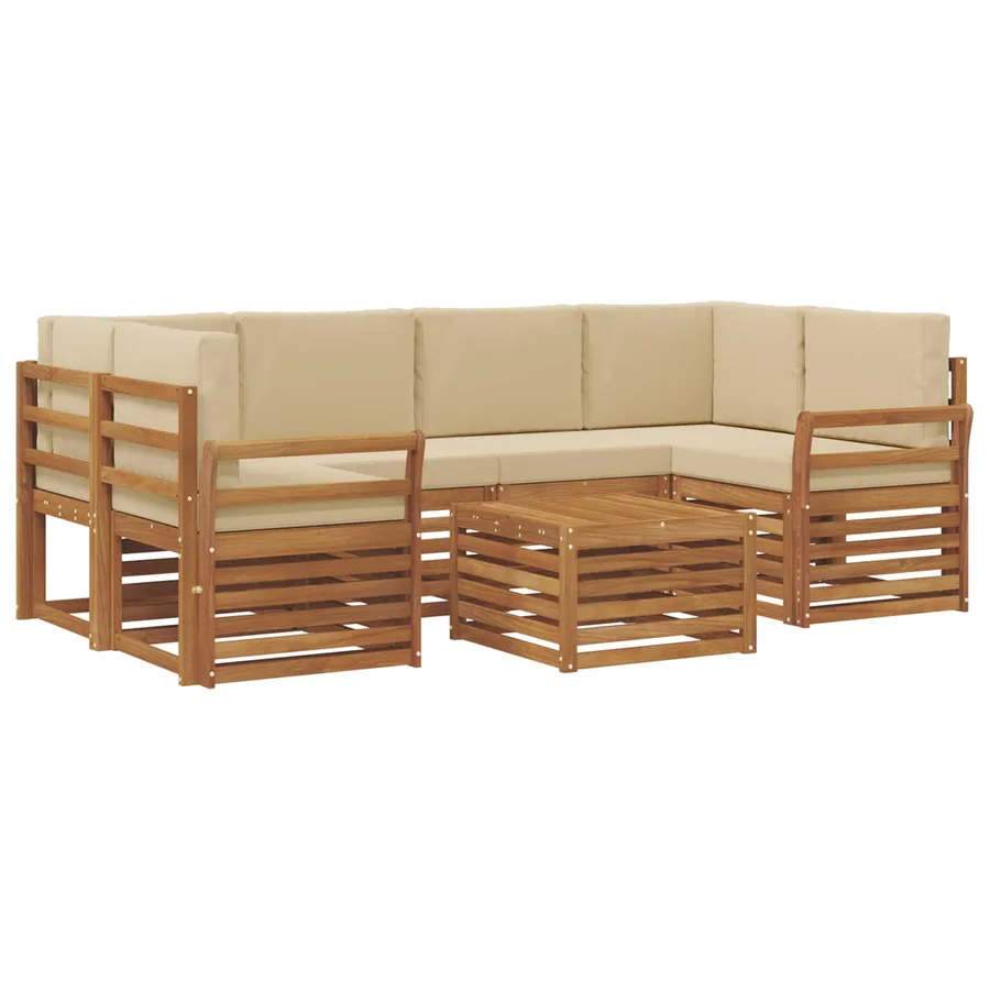 Ensemble de canapés d'extérieur 7 pcs Naturel et Beige - 2