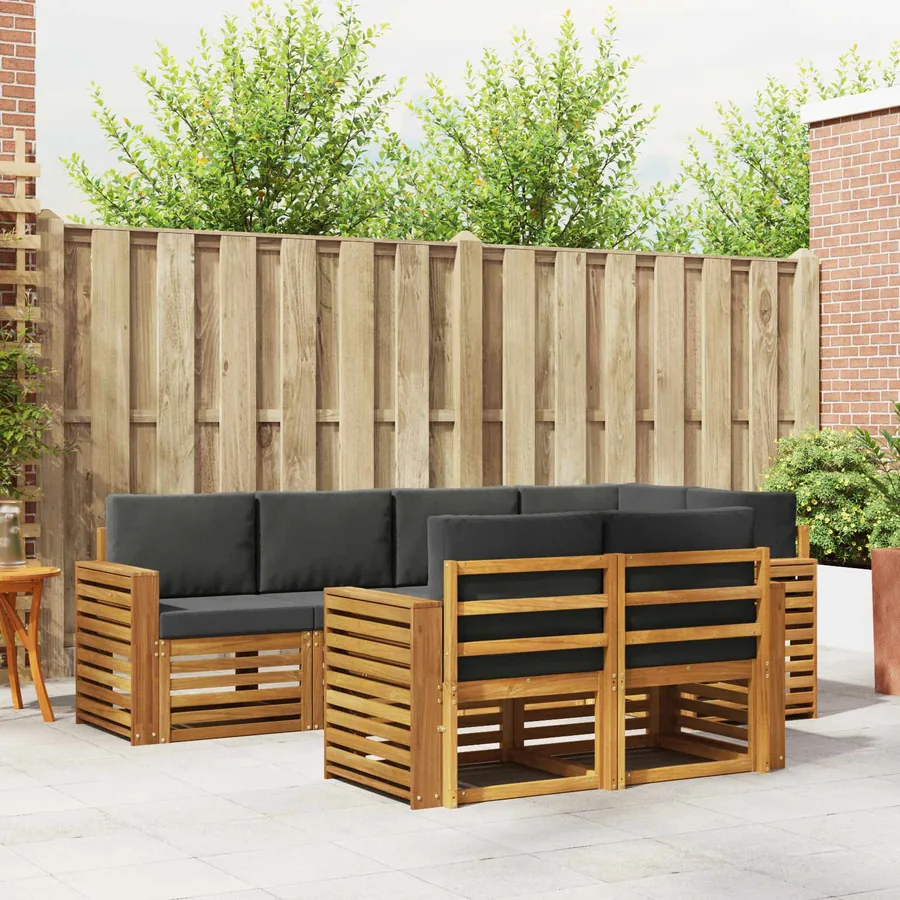 Ensemble de canapé d'angle 7 pcs Naturel et Anthracite