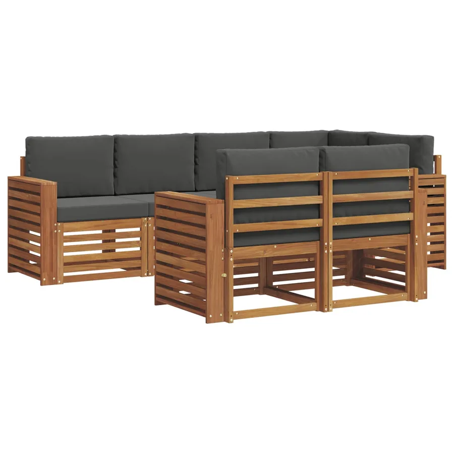Ensemble de canapé d'angle 7 pcs Naturel et Anthracite - 2