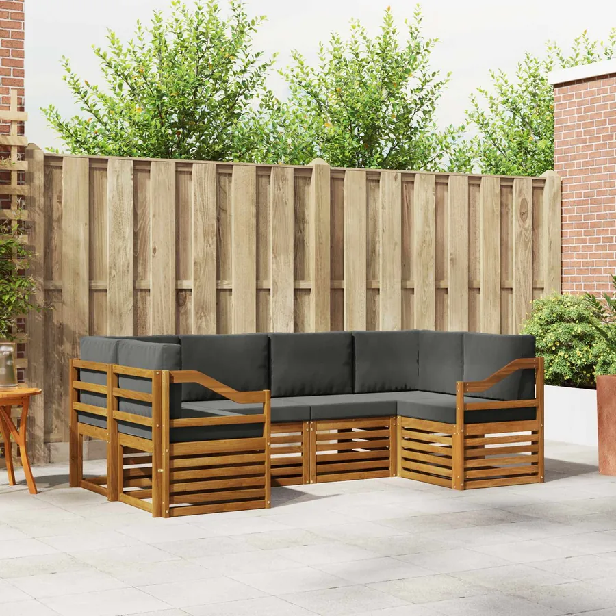 Ensemble de canapé d'angle 6 pcs Naturel et Anthracite