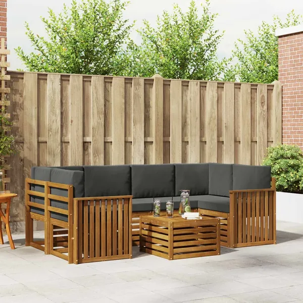 Ensemble de canapés d'extérieur 7 pcs Naturel et Anthracite