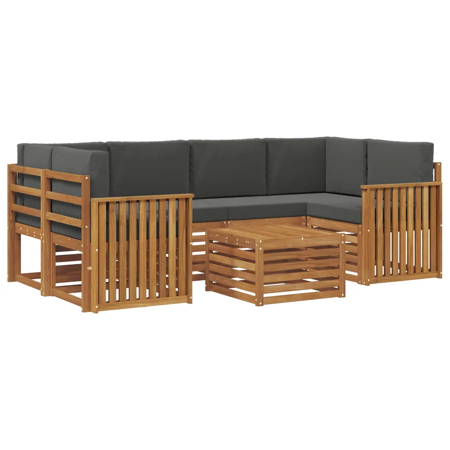 Ensemble de canapés d'extérieur 7 pcs Naturel et Anthracite - 2