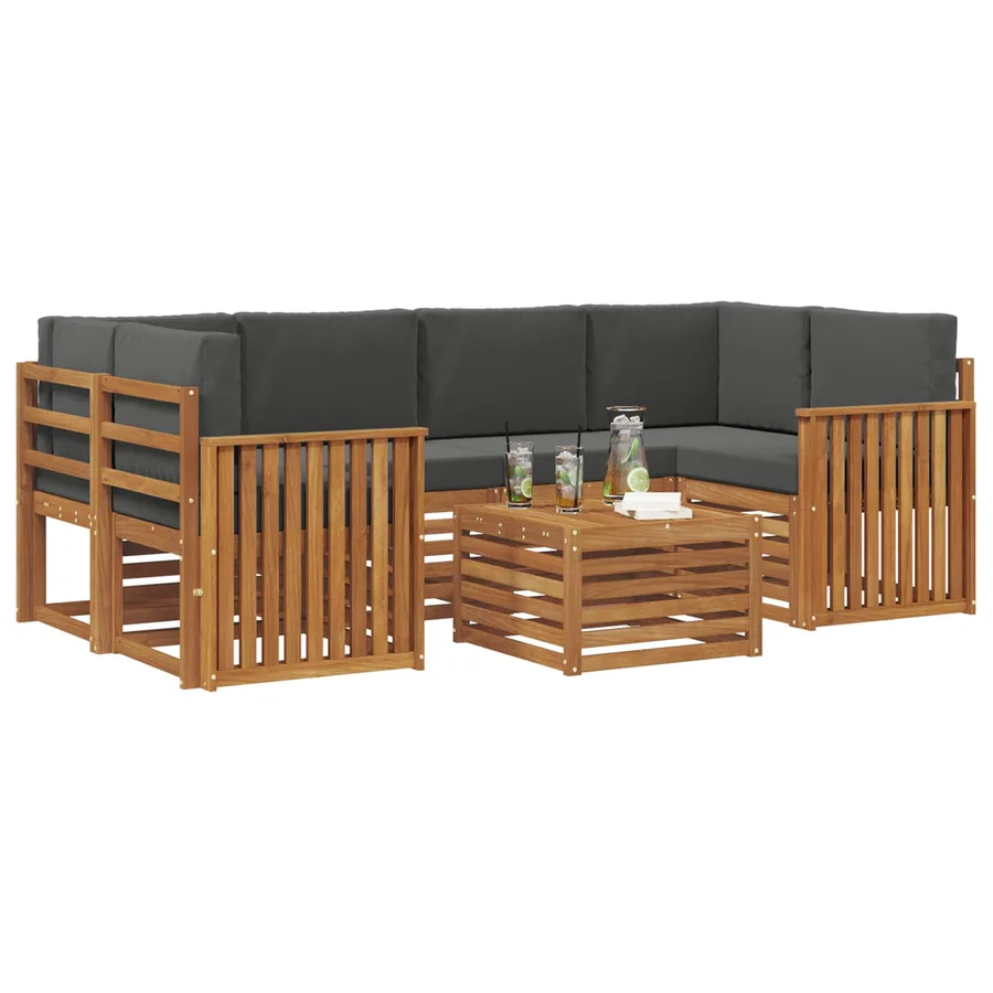Ensemble de canapés d'extérieur 7 pcs Naturel et Anthracite - 3