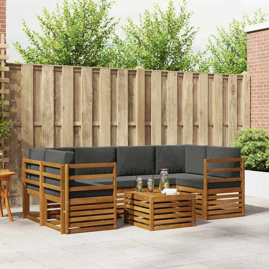 Ensemble de canapés d'extérieur 7 pcs Naturel et Anthracite