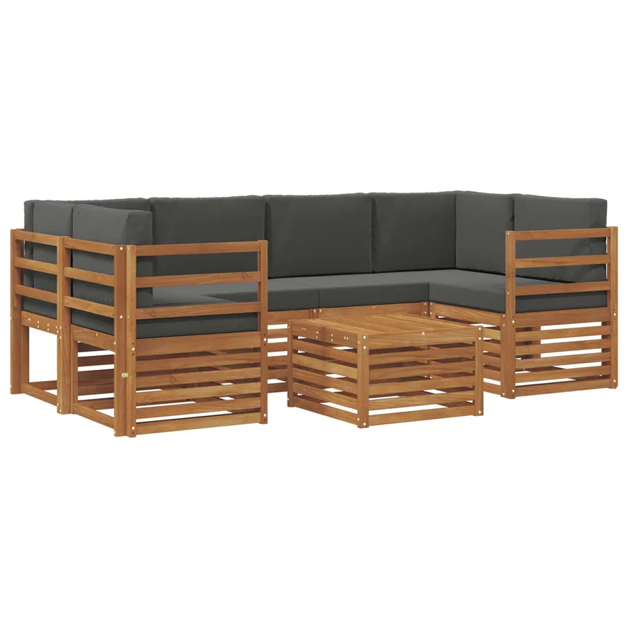 Ensemble de canapés d'extérieur 7 pcs Naturel et Anthracite - 2