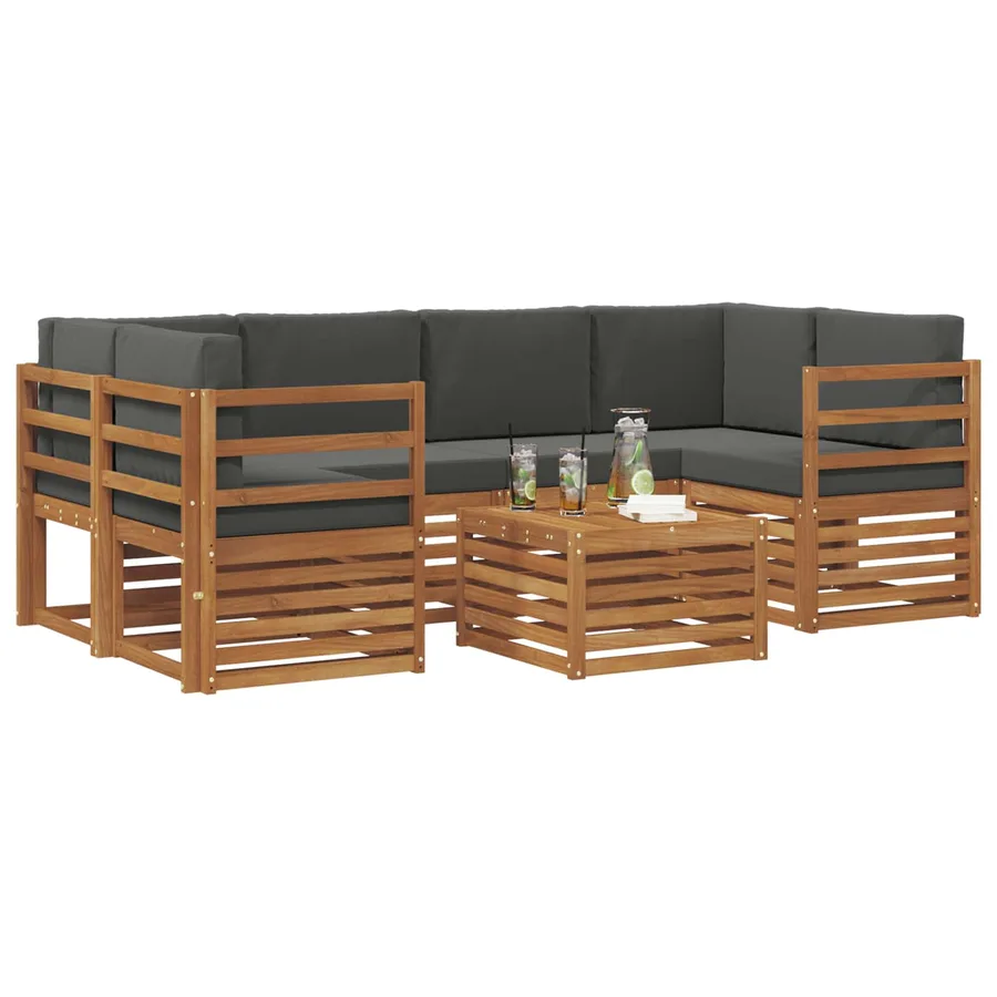Ensemble de canapés d'extérieur 7 pcs Naturel et Anthracite - 3