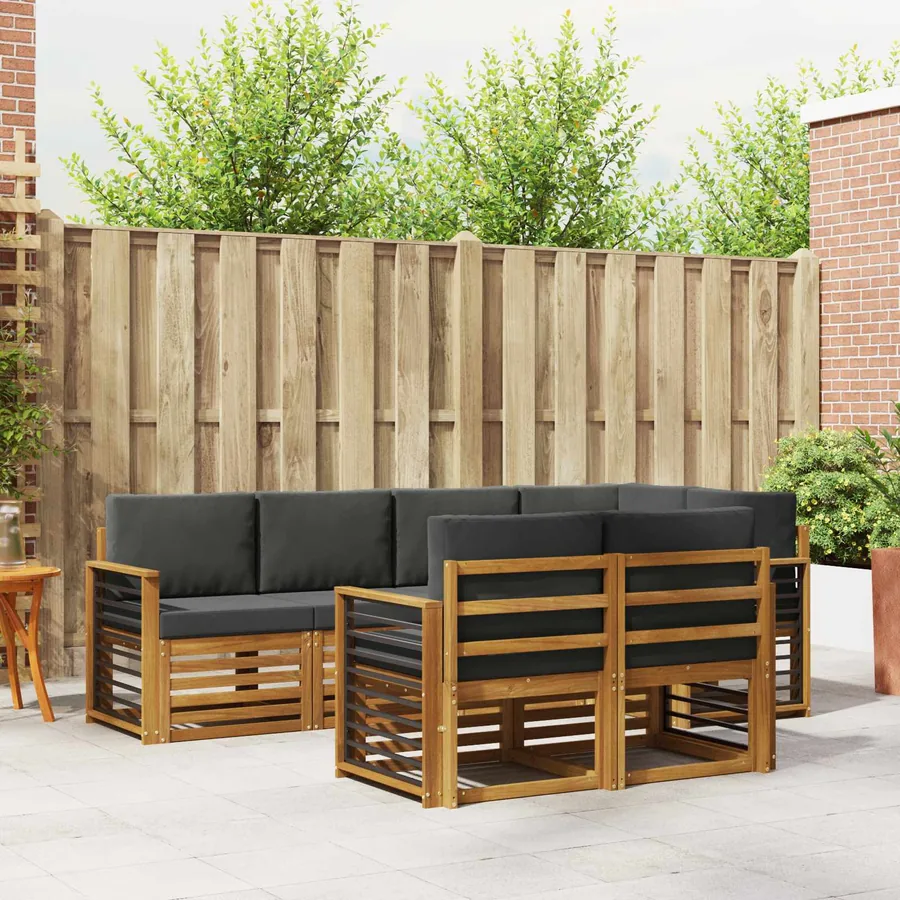 Ensemble de canapé d'angle 7 pcs Naturel et Anthracite