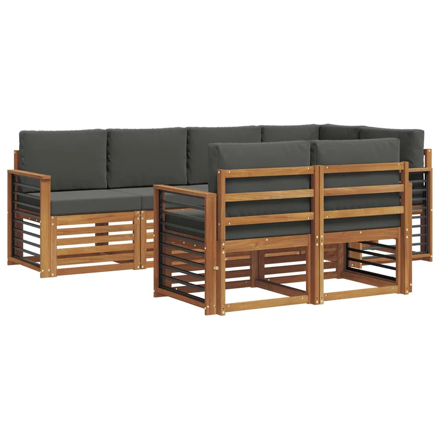 Ensemble de canapé d'angle 7 pcs Naturel et Anthracite - 2