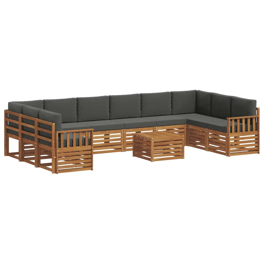 Ensemble de canapés d'extérieur 11 pcs Naturel et Anthracite - 2