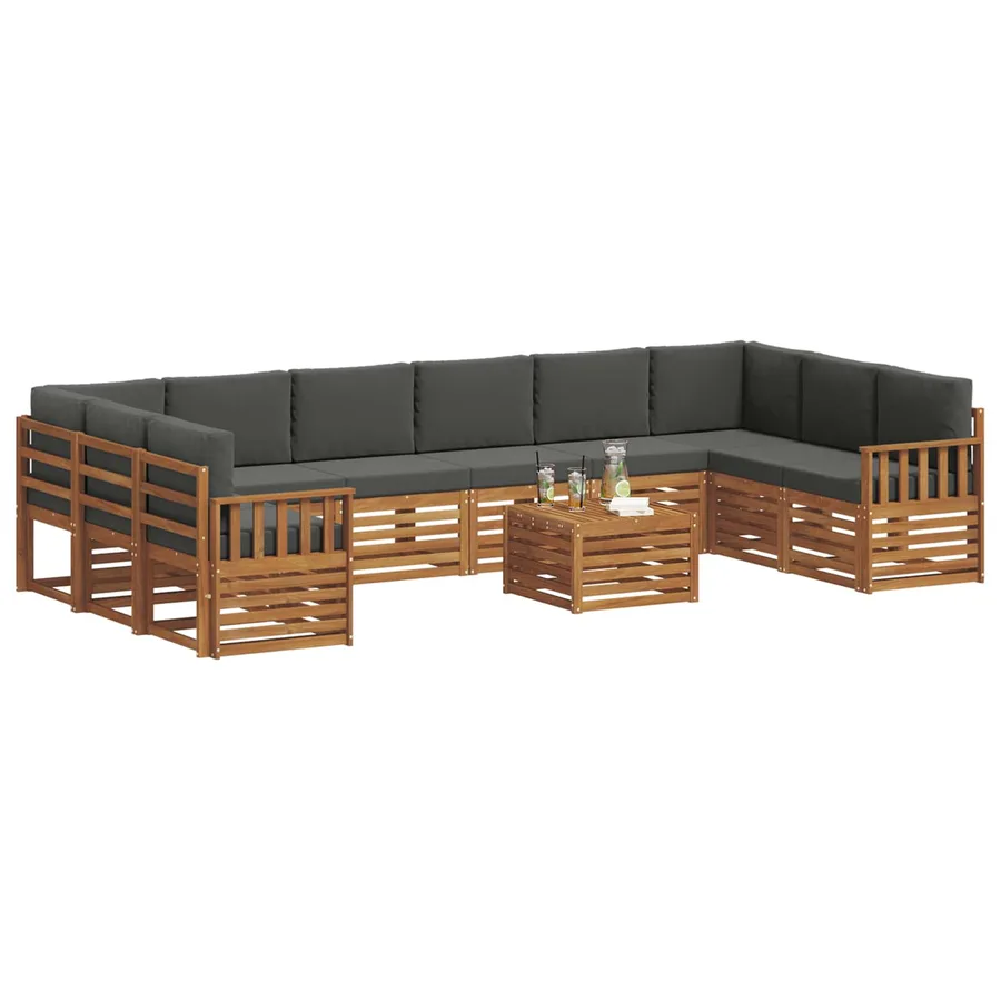 Ensemble de canapés d'extérieur 11 pcs Naturel et Anthracite - 3