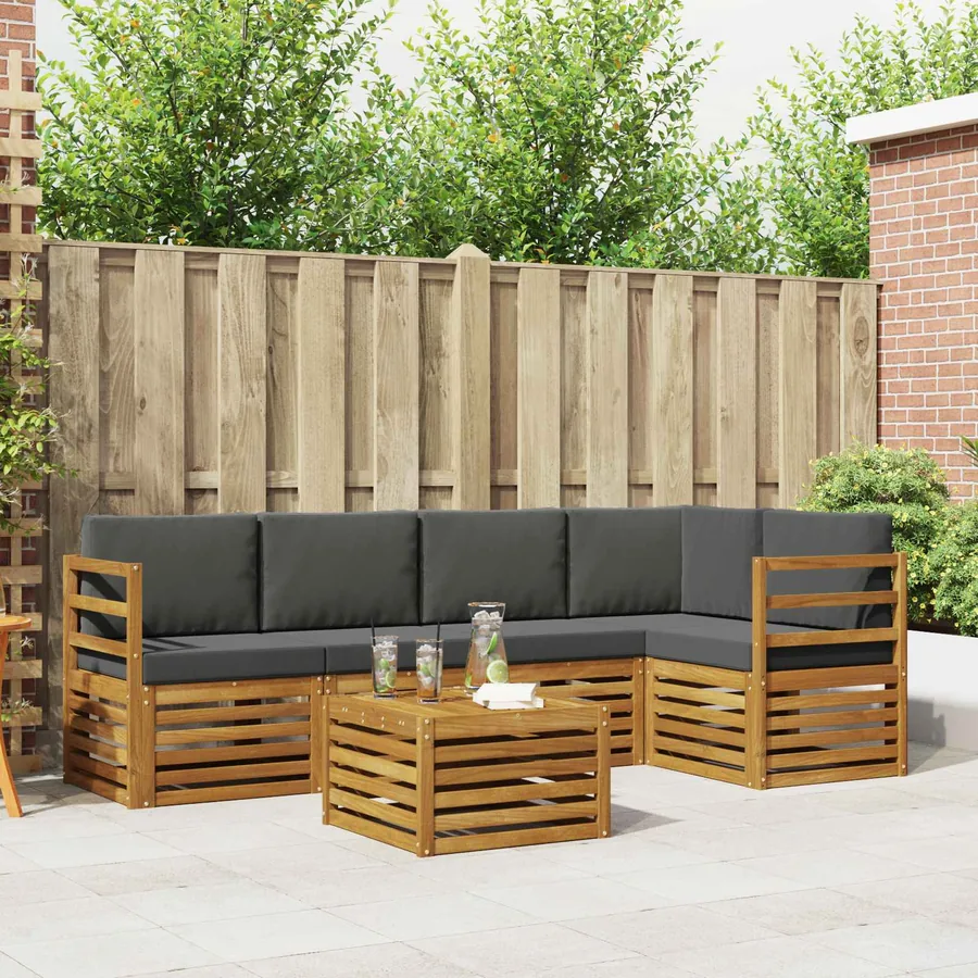 Ensemble de canapé d'angle 6 pcs Naturel et Anthracite