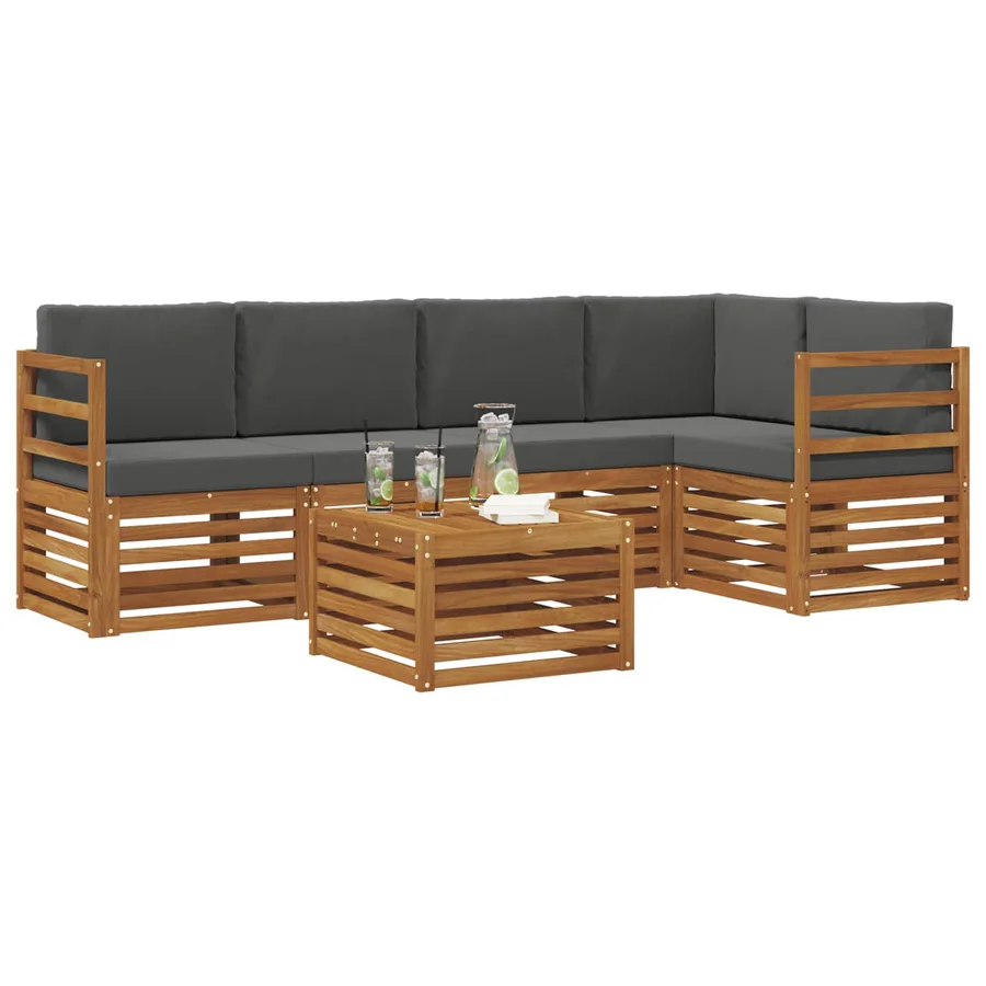 Ensemble de canapé d'angle 6 pcs Naturel et Anthracite - 3