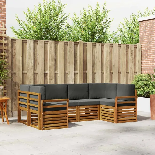 Ensemble de canapé d'angle 6 pcs Naturel et Anthracite