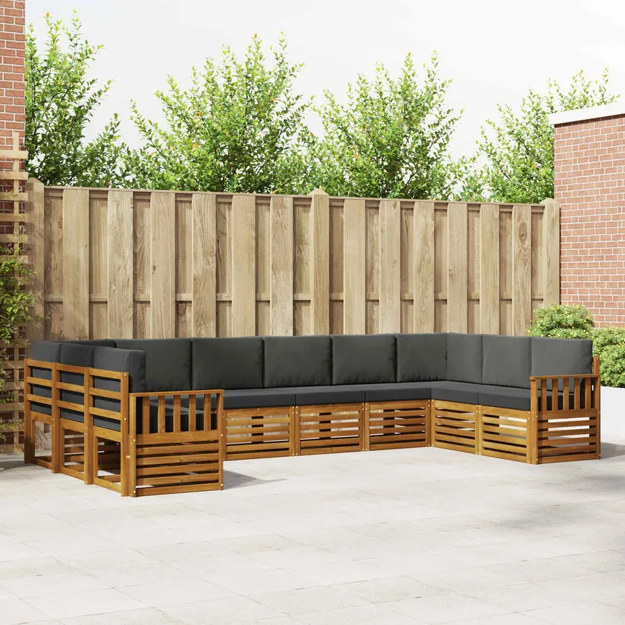 Ensemble de canapé d'angle 10 pcs Naturel et Anthracite
