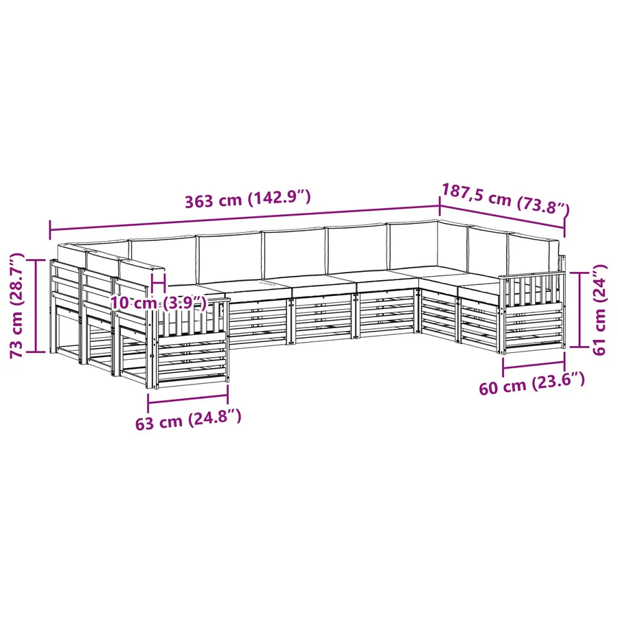 Ensemble de canapé d'angle 10 pcs Naturel et Anthracite - 9