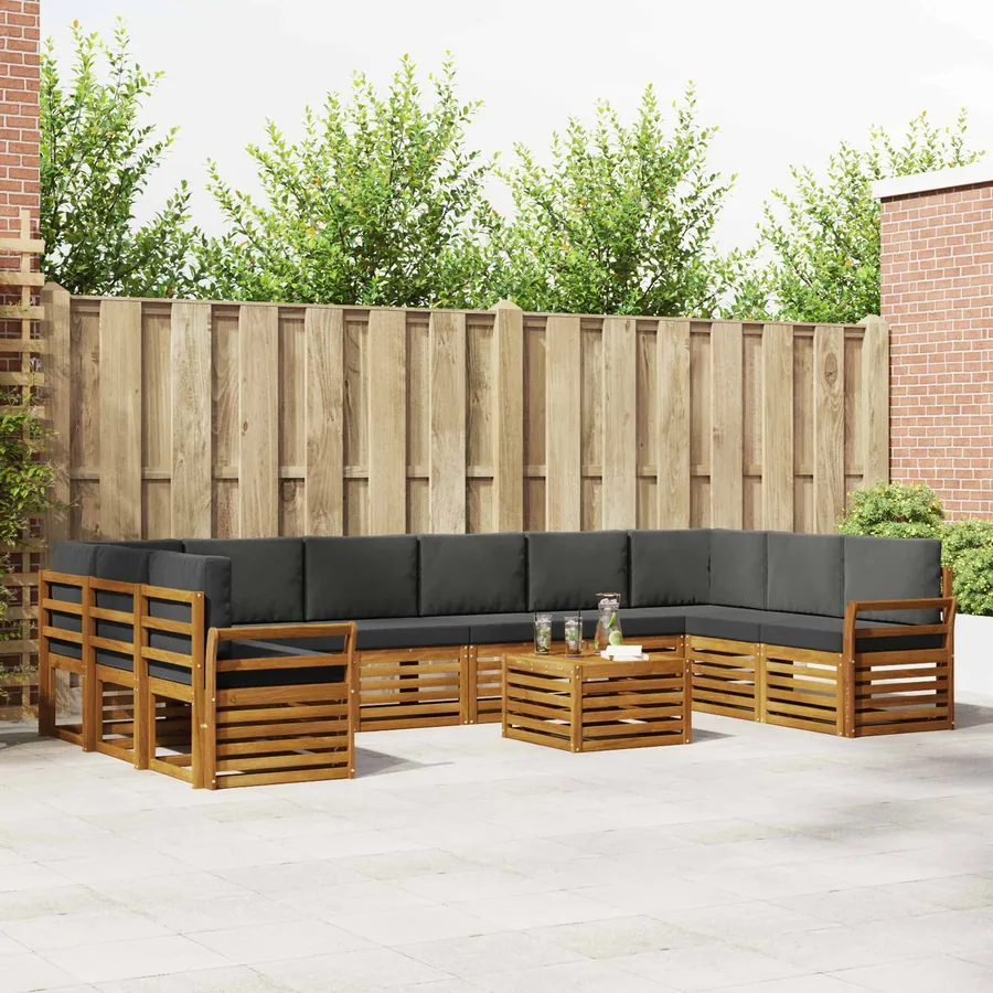 Ensemble de canapés d'extérieur 11 pcs Naturel et Anthracite