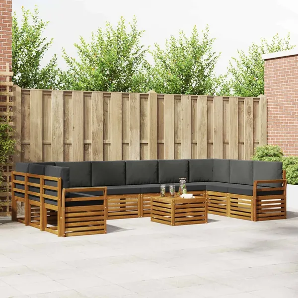 Ensemble de canapés d'extérieur 11 pcs Naturel et Anthracite