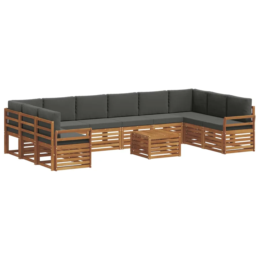 Ensemble de canapés d'extérieur 11 pcs Naturel et Anthracite - 2