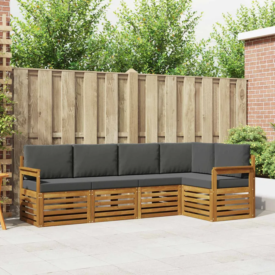 Ensemble de canapé d'angle 5 pcs Naturel et Anthracite