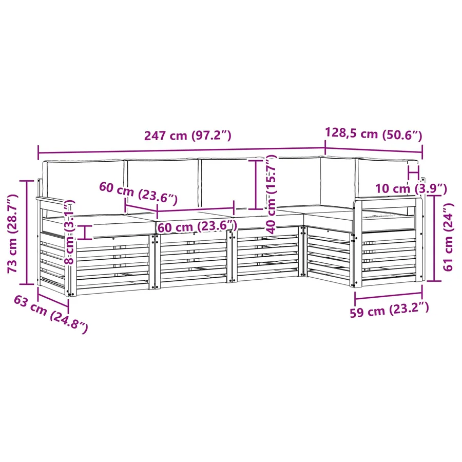 Ensemble de canapé d'angle 5 pcs Naturel et Anthracite - 8