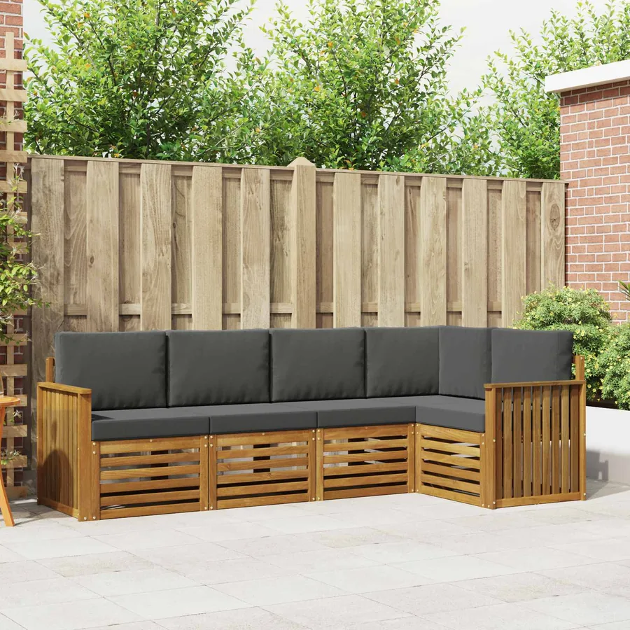 Ensemble de canapé d'angle 5 pcs Naturel et Anthracite