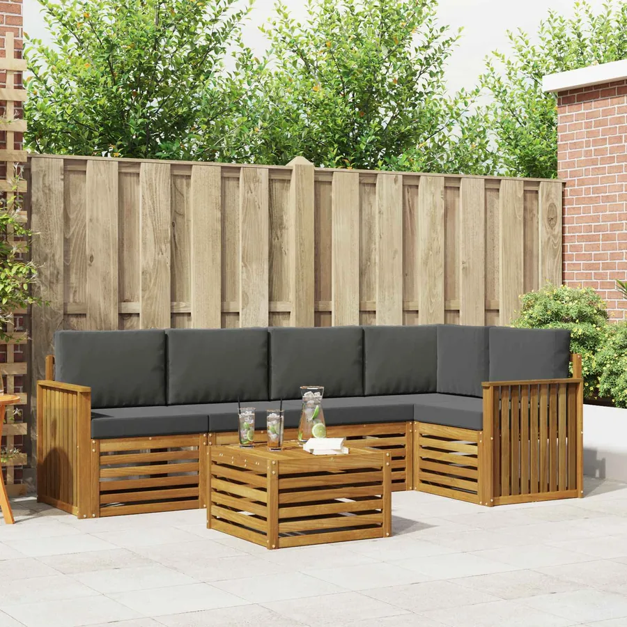 Ensemble de canapé d'angle 6 pcs Naturel et Anthracite
