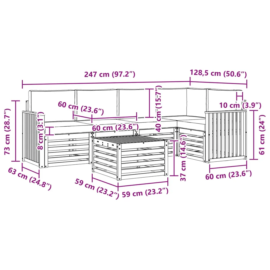 Ensemble de canapé d'angle 6 pcs Naturel et Anthracite - 11
