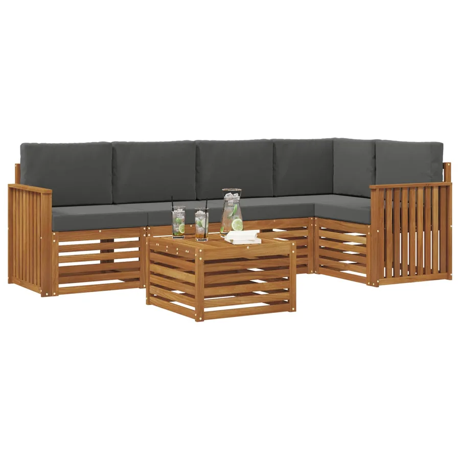 Ensemble de canapé d'angle 6 pcs Naturel et Anthracite - 3