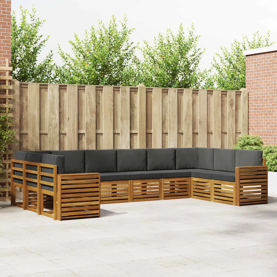 Ensemble de canapé d'angle 10 pcs Naturel et Anthracite