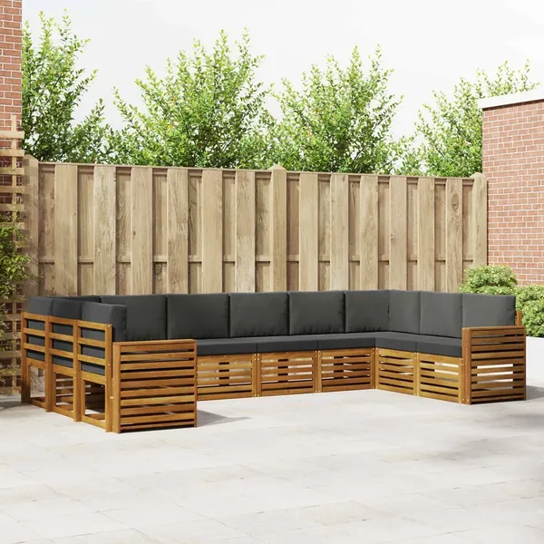Ensemble de canapé d'angle 10 pcs Naturel et Anthracite