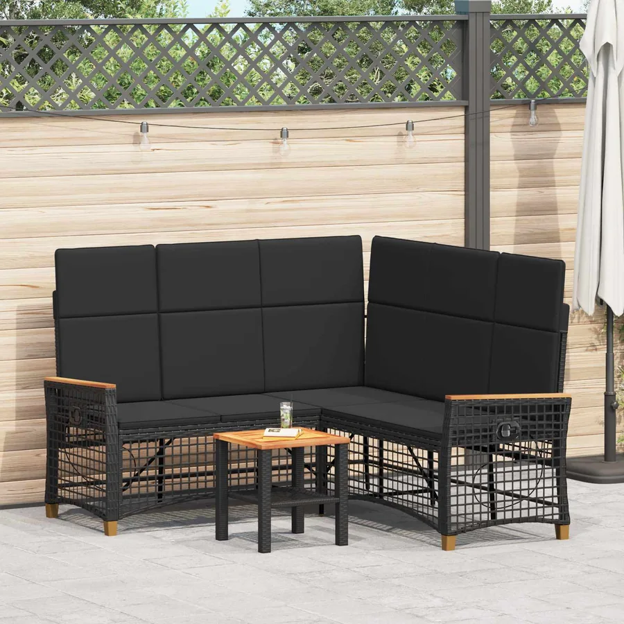Ensemble de canapés inclinables de jardin Réglable Noir