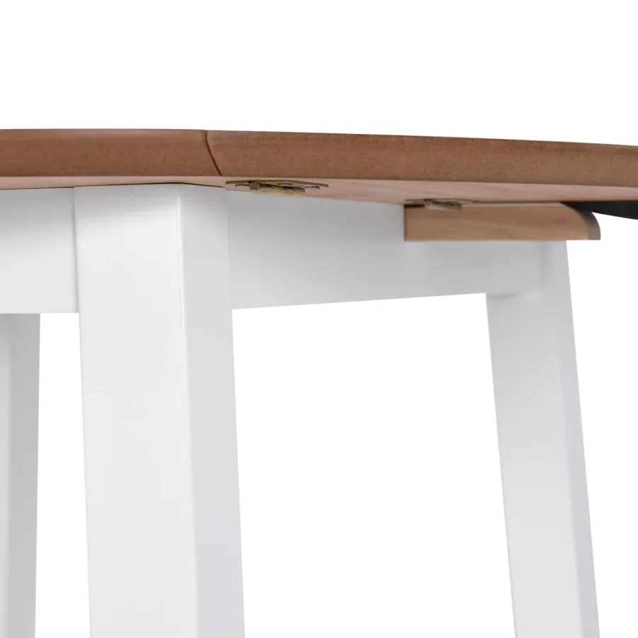 Table à manger ronde à abattant MDF blanc - 5