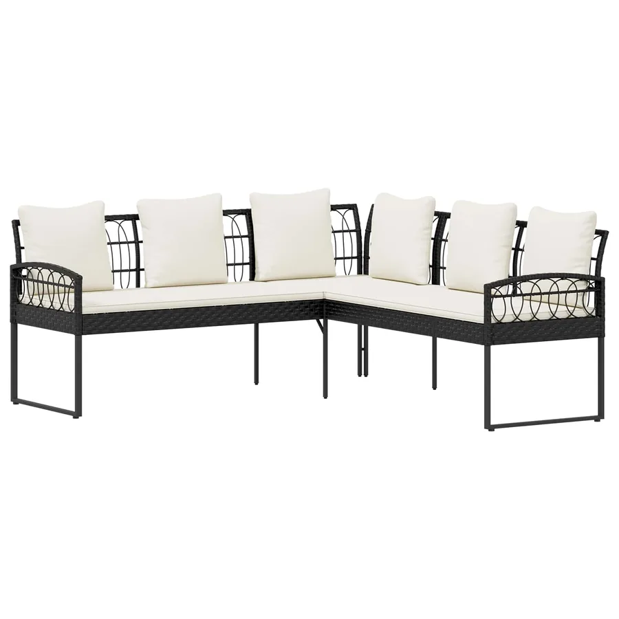 Ensemble de canapé de jardin avec coussin 2 pcs Noir et Crème - 4